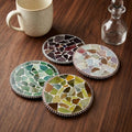Artisan Round Stained Glass Mosaic Coasters -  4 pcs