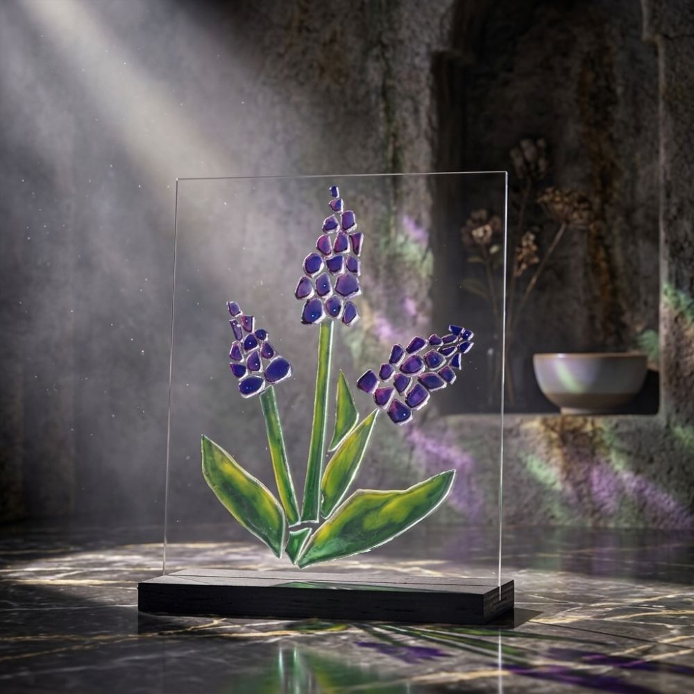 Amethyst Blooms – Purple Floral Crushed Glass Mosaic Art