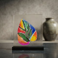 Botanical Kaleidoscope – Multi-Tone Autumn Leaf Glass Plaque