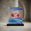 Crimson Tide Cruisers – Playful Ocean Crabs Fused Glass Artwork