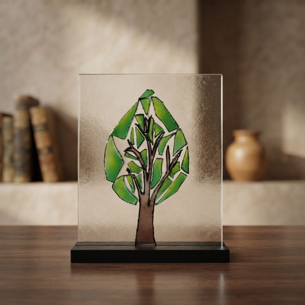Emerald Canopy – Handcrafted Mosaic Glass Tree Tabletop Decor