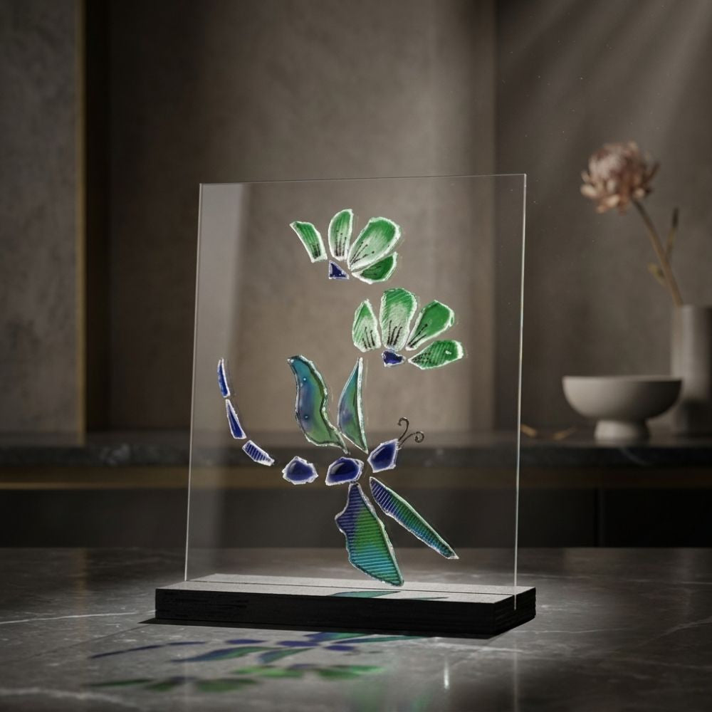 Meadow Whispers – Dragonfly Stained Glass Tabletop Decor