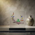 Pondside Rest – Cute Green Frog and Cattails Glass Sculpture