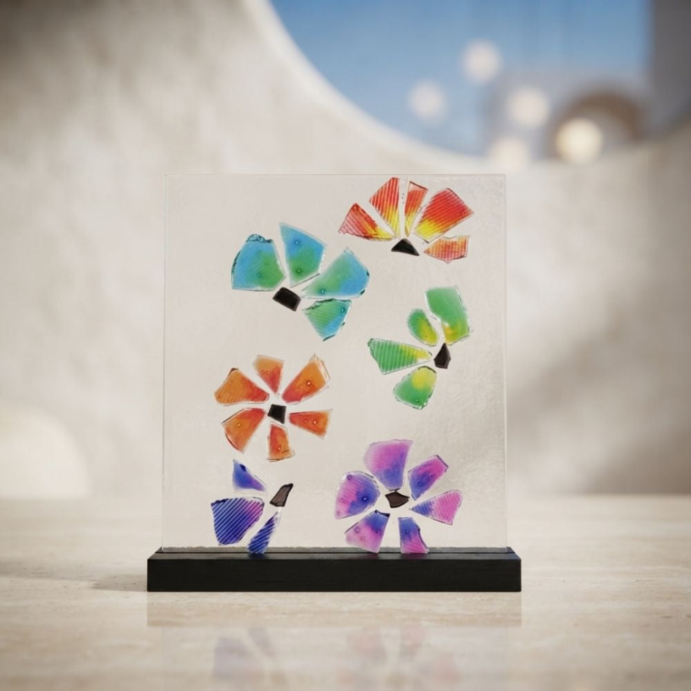Prism Drift – Abstract Pastel Flower Petals Glass Art