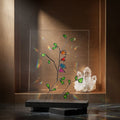 Rainbow Chimes – Minimalist Colorful Bud Branch Glass Panel