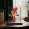 Scarlet Perch – Vibrant Red Tropical Parrot Stained Glass Decor