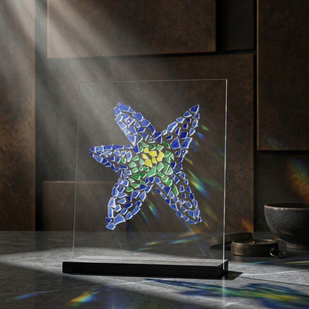 The Cerulean Star – Coastal Starfish Glass Mosaic Plaque