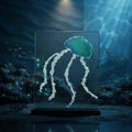 Turquoise Drifter – Ethereal Blue Jellyfish Glass Tabletop Decor