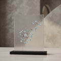 Whispering Wishes – Minimalist Dandelion Seed Glass Art Plaque