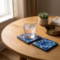 Azure Geometric Glass Mosaic Coaster